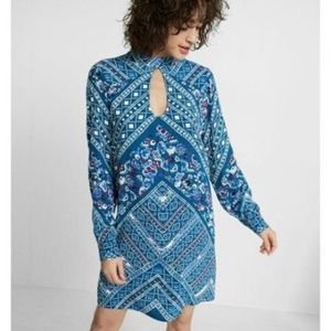 Express Geo Floral Print Cut Out Shift Dress XS